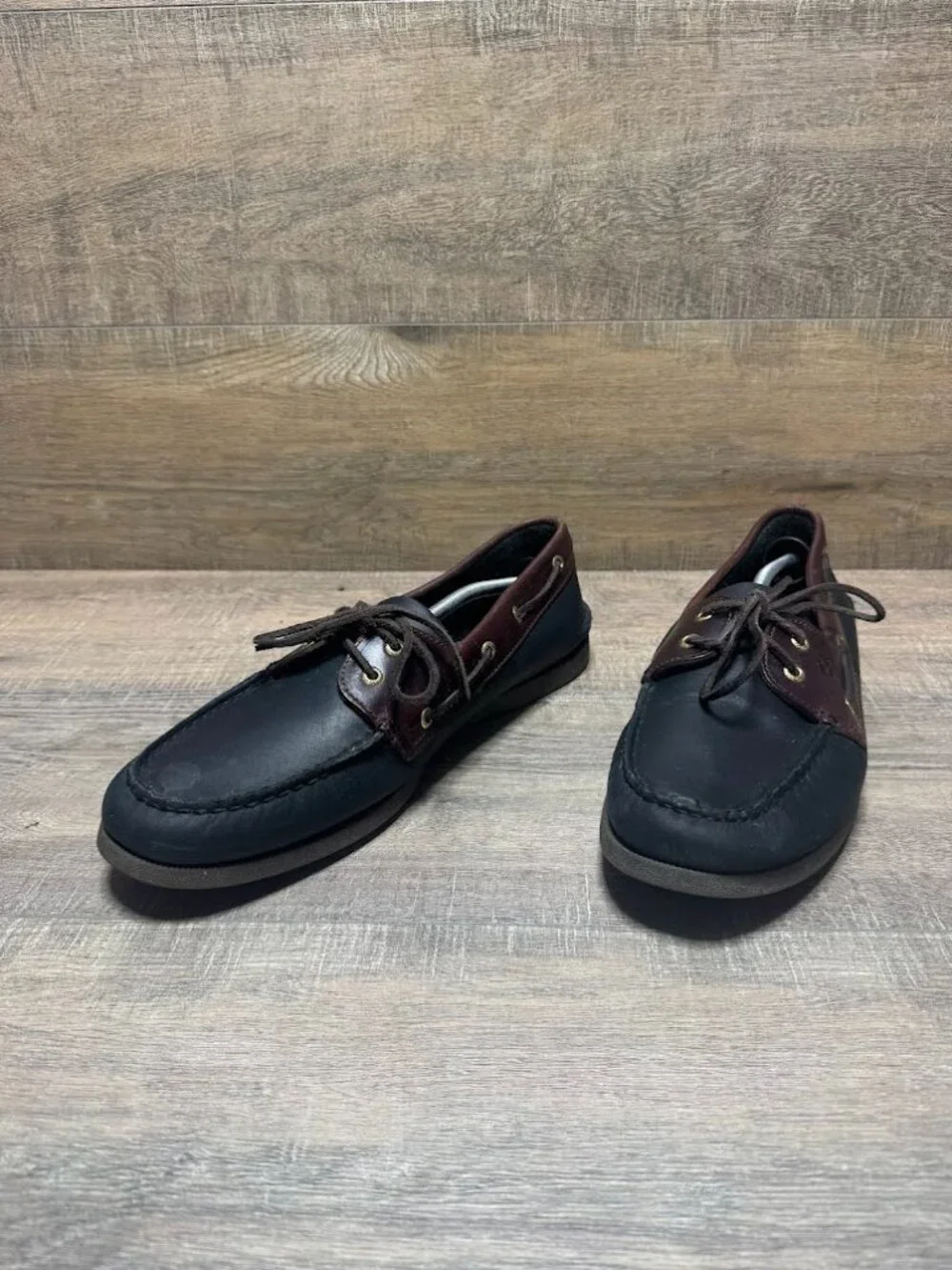 sperry Top Sider 2 Tone Black Leather Boat Shoes Men's Size 14
